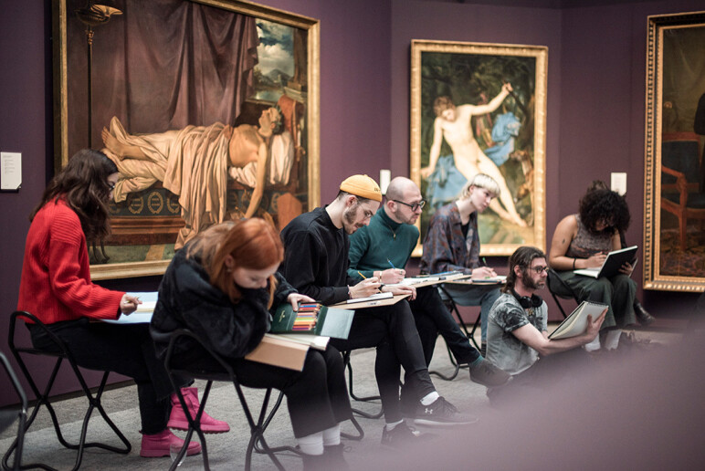 Tekensessie naar model banner Musea Brugge Femke den Hollander